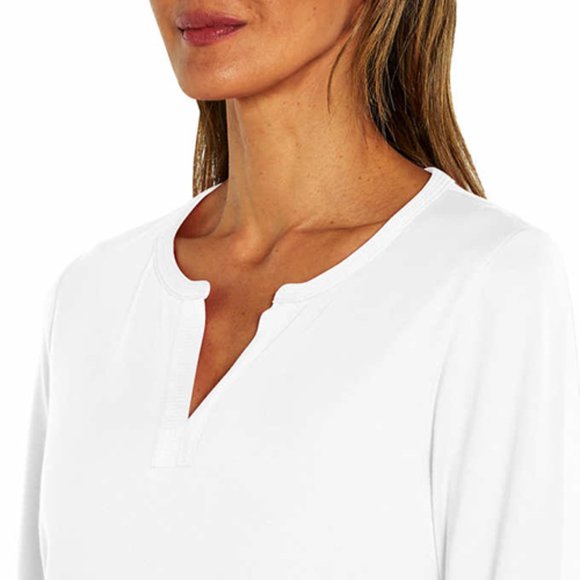 White NWT Orvis Ladies' ¾ Sleeve Split Neck  Pima Cotton Top - Picture 5 of 5